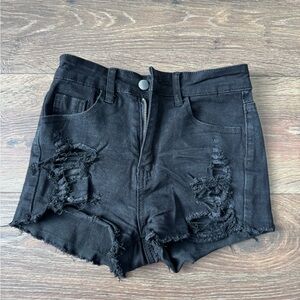 Black Distressed Women's Shorts